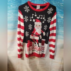 Well Worn Holiday Sweater Santa Light Up Size Large Falalala